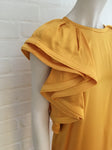 LANVIN Yellow Silk Eté 2008 Runaway Huge Sleeves Dress SZ 38 Ladies