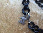 Chanel 07P Black Resin & Brushed Silver Long Necklace