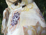 John Galliano Long Sleeve Shirt  Bow Collar Silk Flower Print Size 44 Ladies