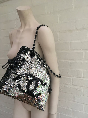 Chanel 2021 Sequin Drawstring Tote
