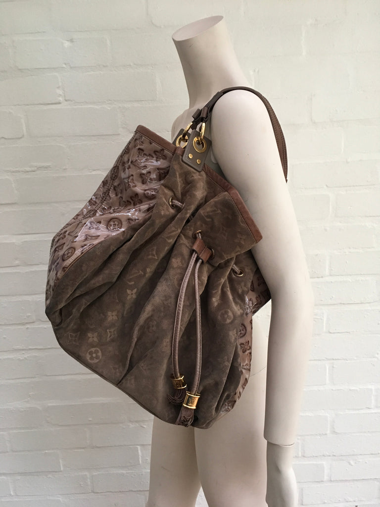 Louis Vuitton Irene Espresso Suede Patent Leather Limited Edition Large  Handbag at 1stDibs