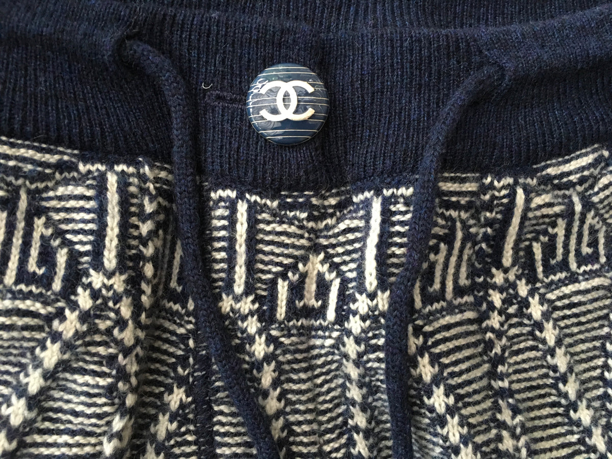 Chanel 2014 Fair Isle Knit Cashmere Joggers Leggings Pants F 36 UK 8 US 4 S Ladies