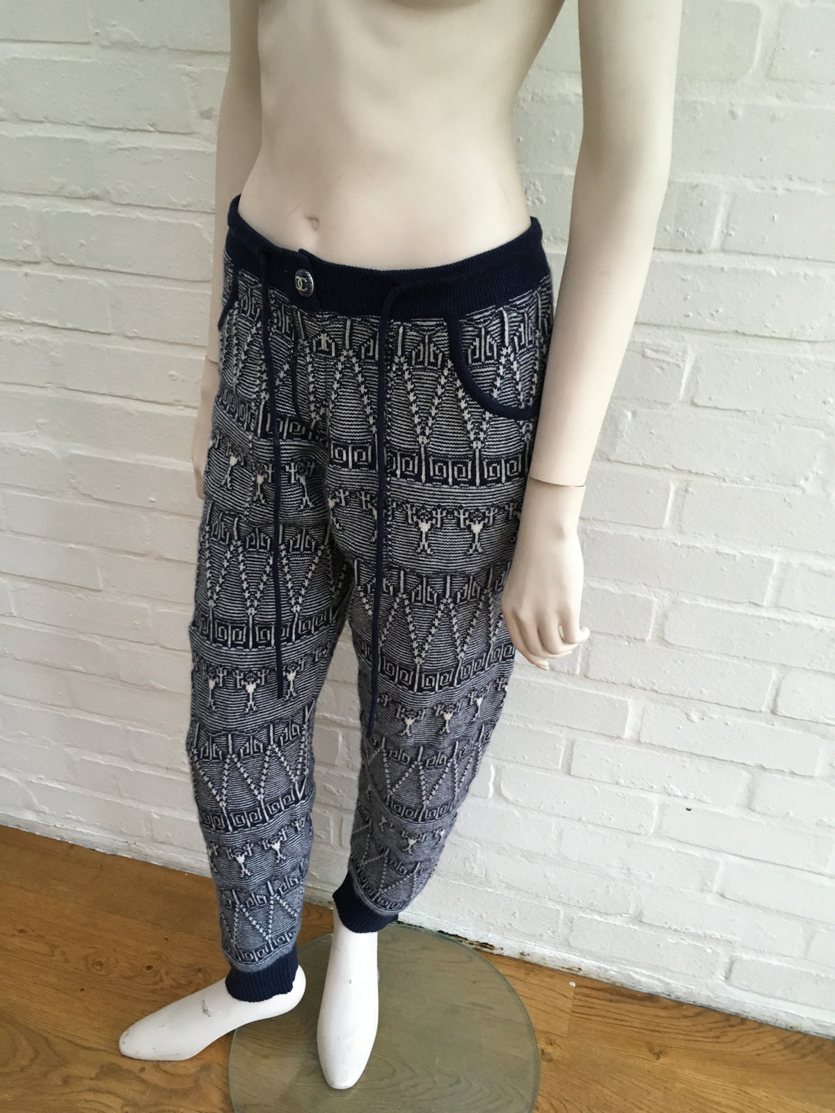 Chanel 2014 Fair Isle Knit Cashmere Joggers Leggings Pants F 36 UK 8 US 4 S Ladies