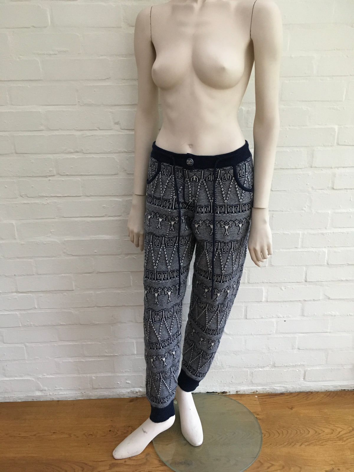Chanel 2014 Fair Isle Knit Cashmere Joggers Leggings Pants F 36 UK 8 US 4 S Ladies