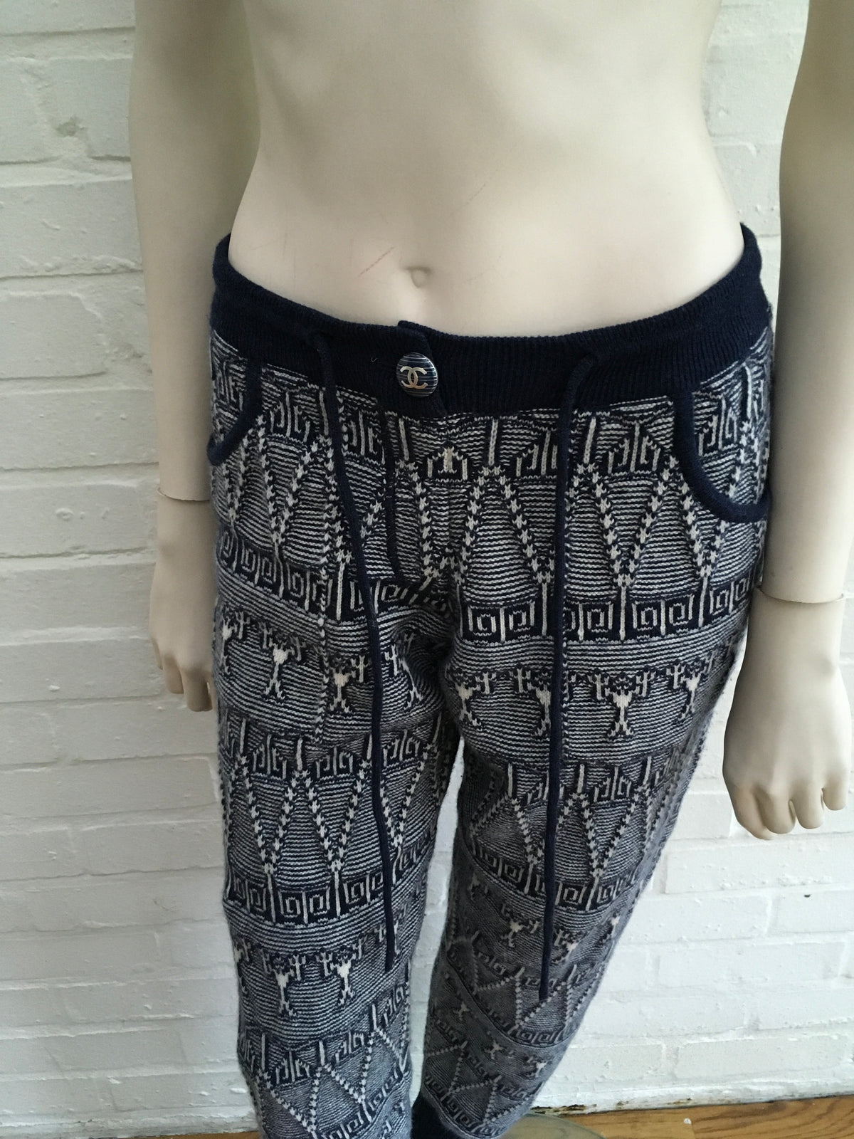 Chanel 2014 Fair Isle Knit Cashmere Joggers Leggings Pants F 36 UK 8 US 4 S Ladies