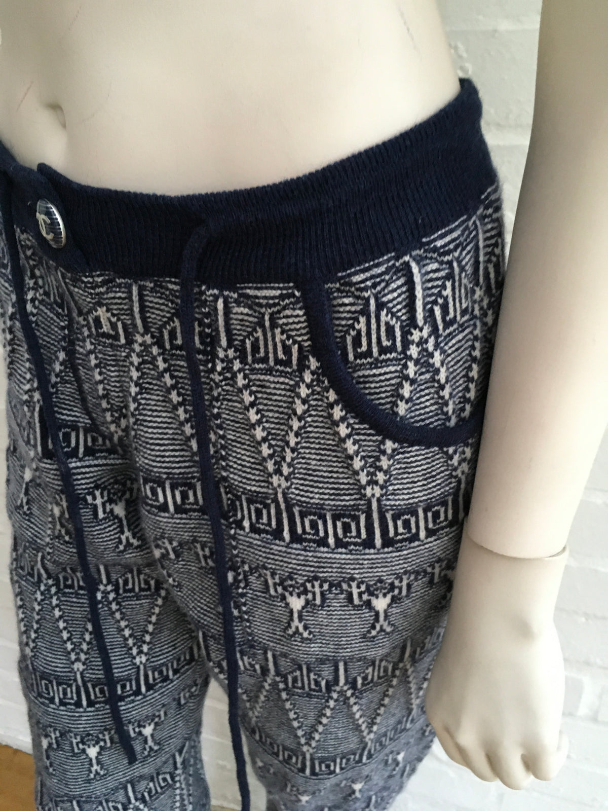 Chanel 2014 Fair Isle Knit Cashmere Joggers Leggings Pants F 36 UK 8 US 4 S Ladies