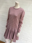 Chanel 2014 Knitted Cashmere Mohair Sweater Dress- Pearls Galore Size F 44 US 12 Ladies