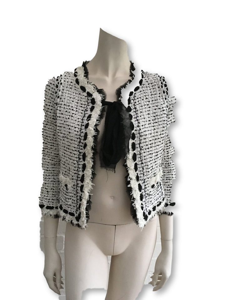CHANEL 05P MOST WANTED TWEED JACKET WITH CHIFFON BOWS F 36 UK 8 US 4 S $4,500 ladies