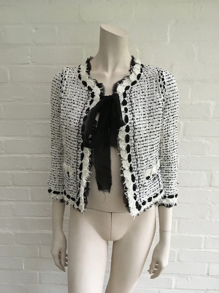 CHANEL 05P MOST WANTED TWEED JACKET WITH CHIFFON BOWS F 36 UK 8 US