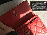 CHANEL Authentic $1,295.00 Chanel Boy Red Quilted Leather Wallet Ladies