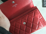 CHANEL Authentic $1,295.00 Chanel Boy Red Quilted Leather Wallet Ladies