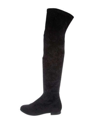 Sergio Rossi Over The Knee Tall Suede Black Boots Size 36 UK 3 US 6 ladies