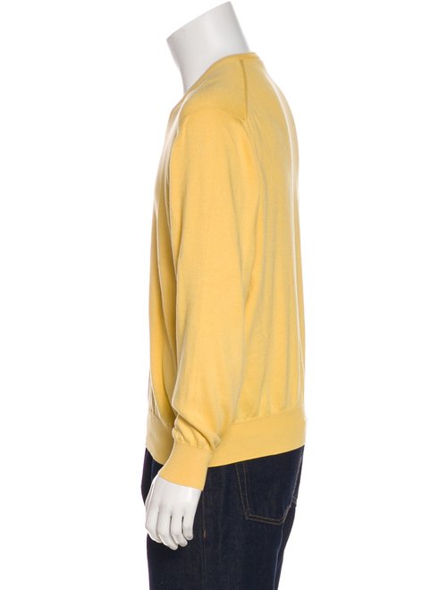 LORO PIANA Yellow Knit V-Neck PURE CASHMERE Sweater Jumper I 54 US 44 XXL Men