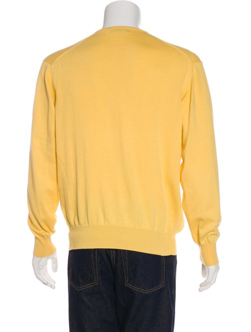 LORO PIANA Yellow Knit V-Neck PURE CASHMERE Sweater Jumper I 54 US 44 XXL Men
