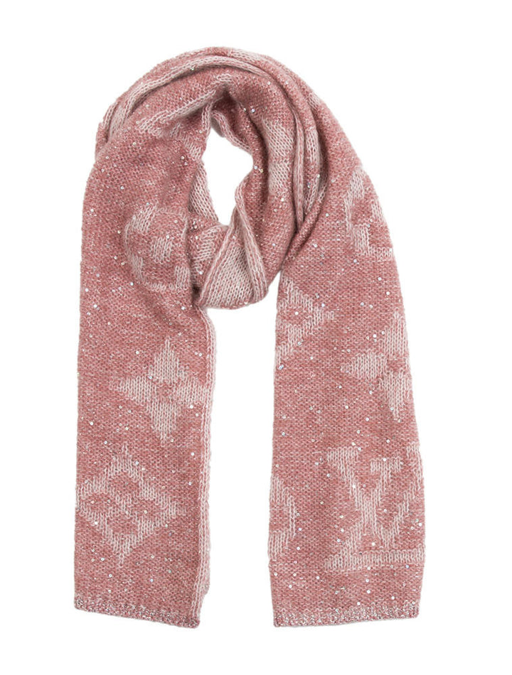 LOUIS VUITTON Monogram Sunset Mohair Scarf Aurore Ladies