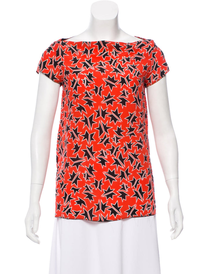 MIU MIU Silk Star Print Top Ladies