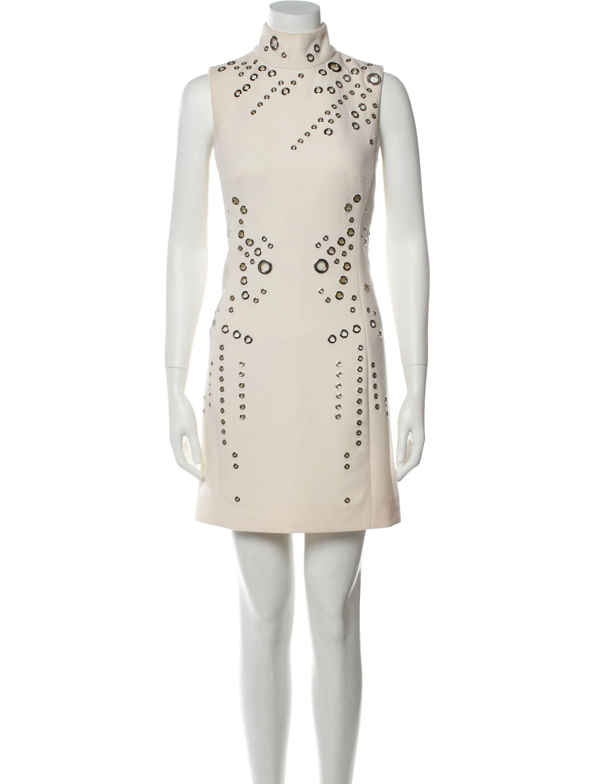 MUGLER GROMMET-DETAIL MINI VIRGIN WOOL DRESS FR 38 UK 10 US 6 ladies