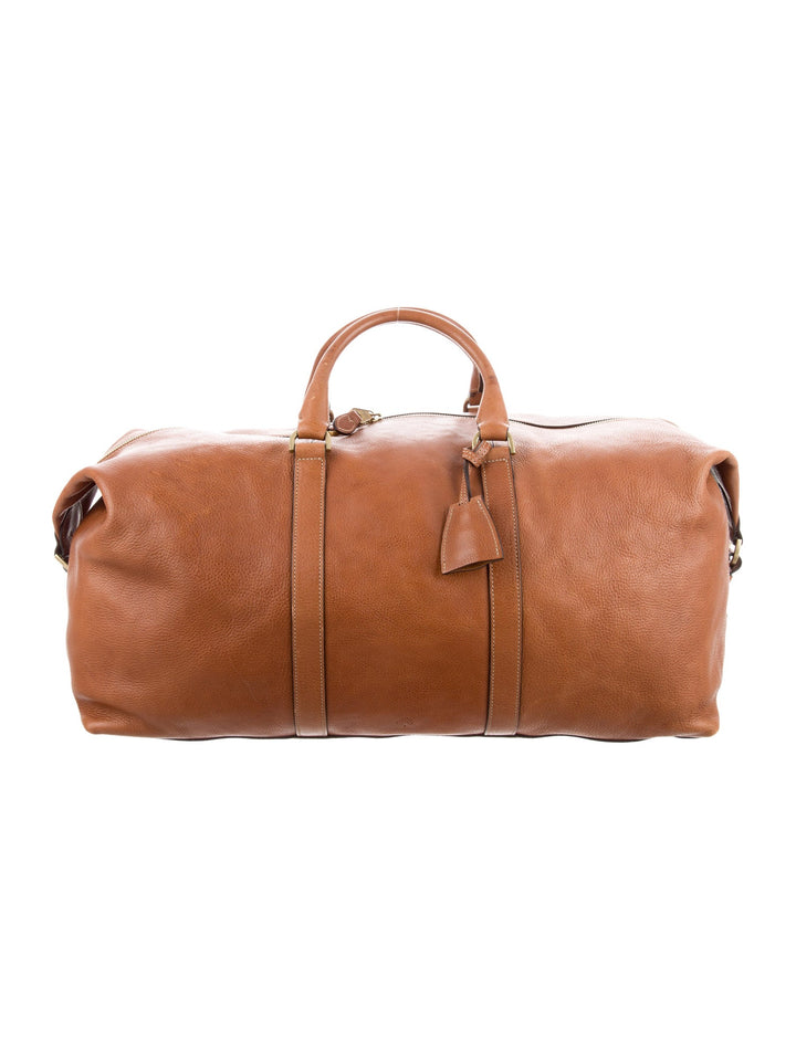 MULBERRY -Brown Embossed Leather Weekender Bag Luggage MEN