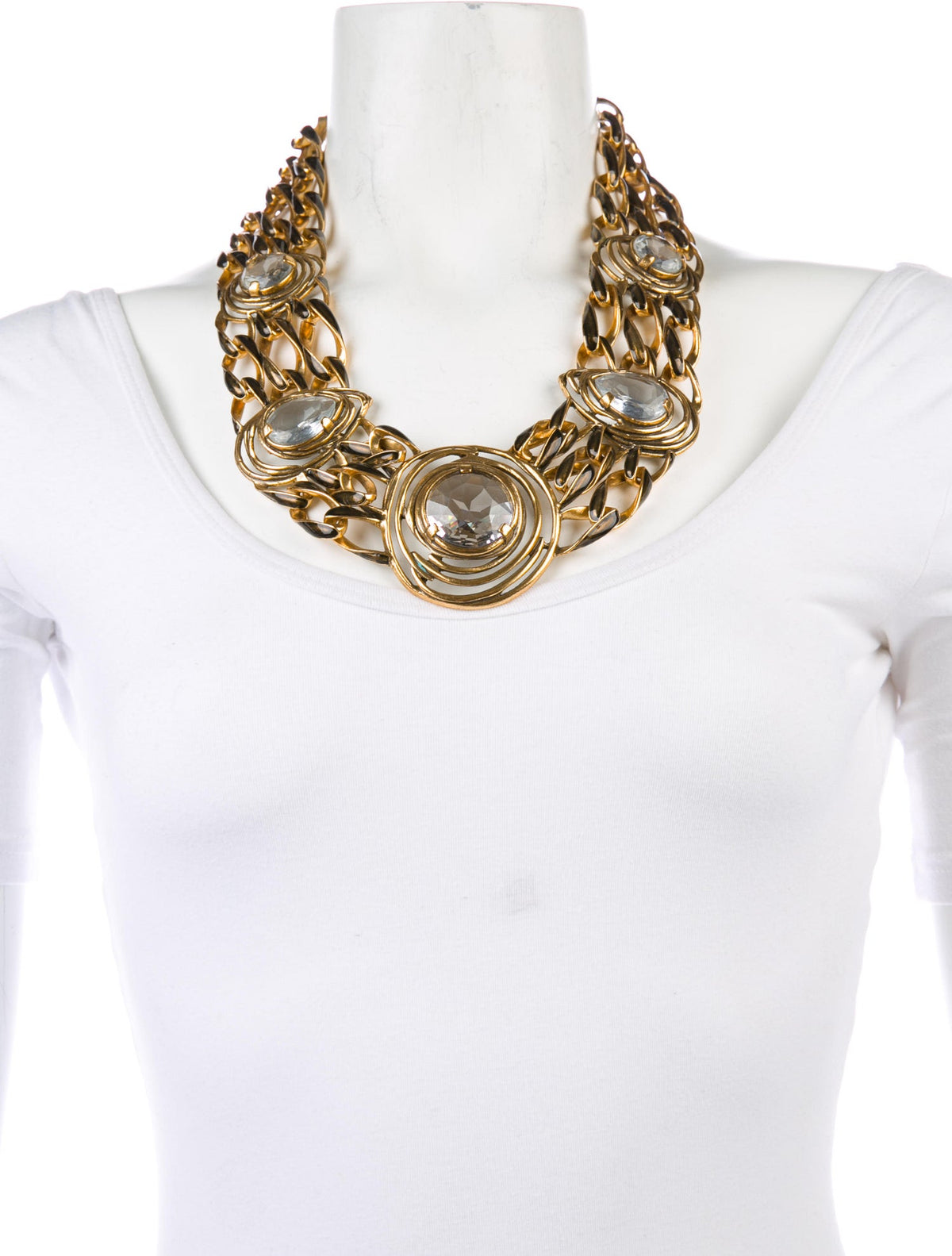 Oscar de la Renta Crystal Curb Chain Necklace Chain Ladies