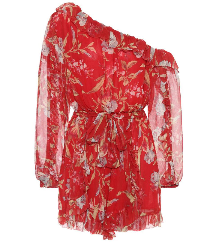 ZIMMERMANN Corsair Iris Silk Red Corsair Romper Jumpsuit Size 1 ladies
