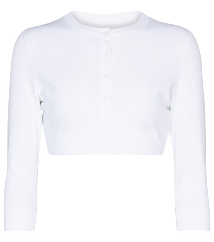 Azzedine Alaïa Women's White Cropped Stretch-knit Cardigan SizeF 36 ladies