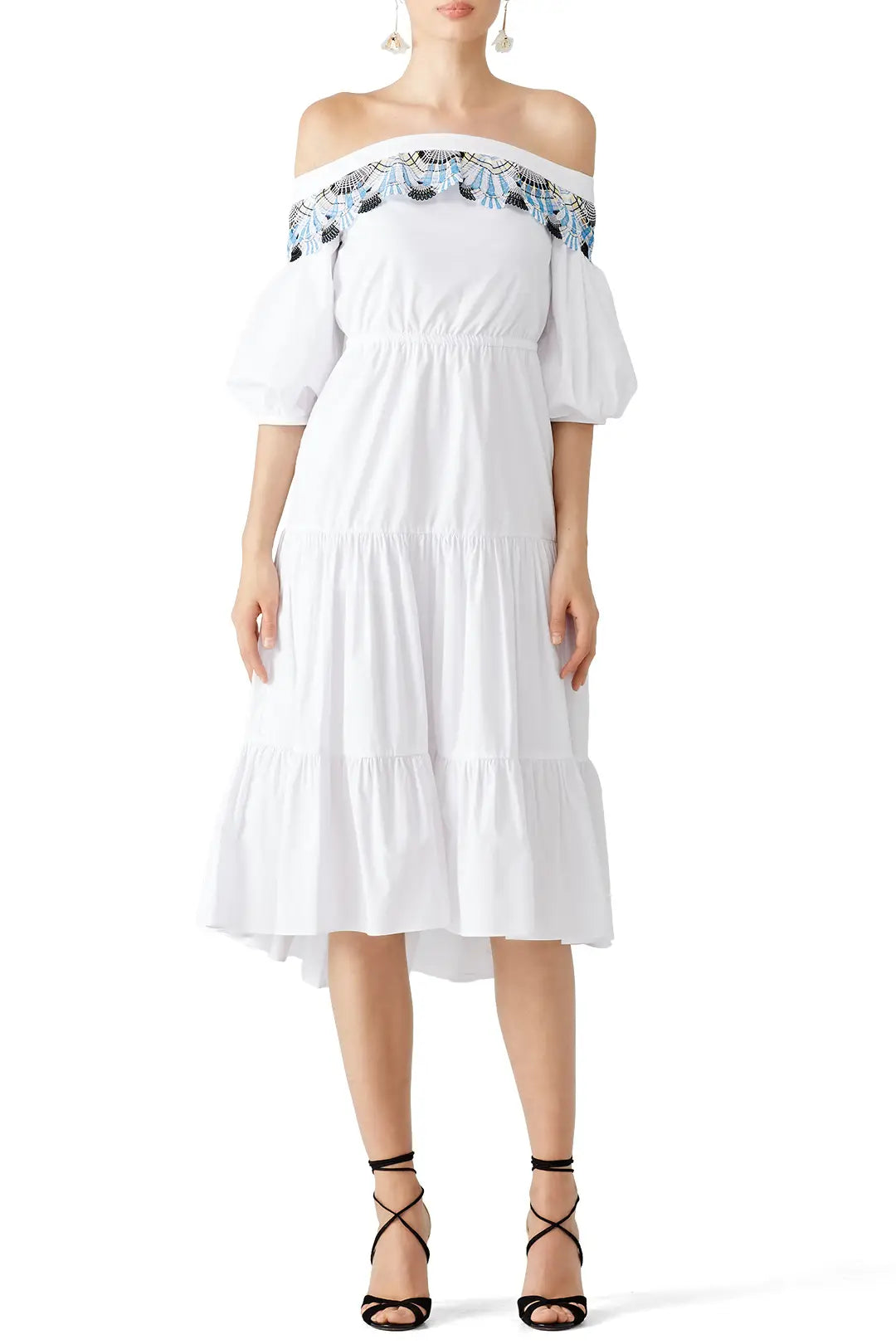 PETER PILOTTO White Off Shoulders Cotton Lace Pallas Dress Size UK 12 ladies