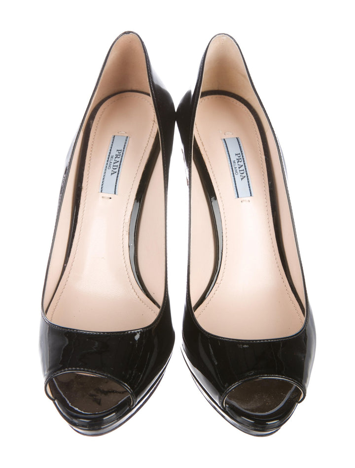 PRADA Black Patent Leather Round-Toe Pumps SHOES SIZE 36 UK 3 US 6 Ladies