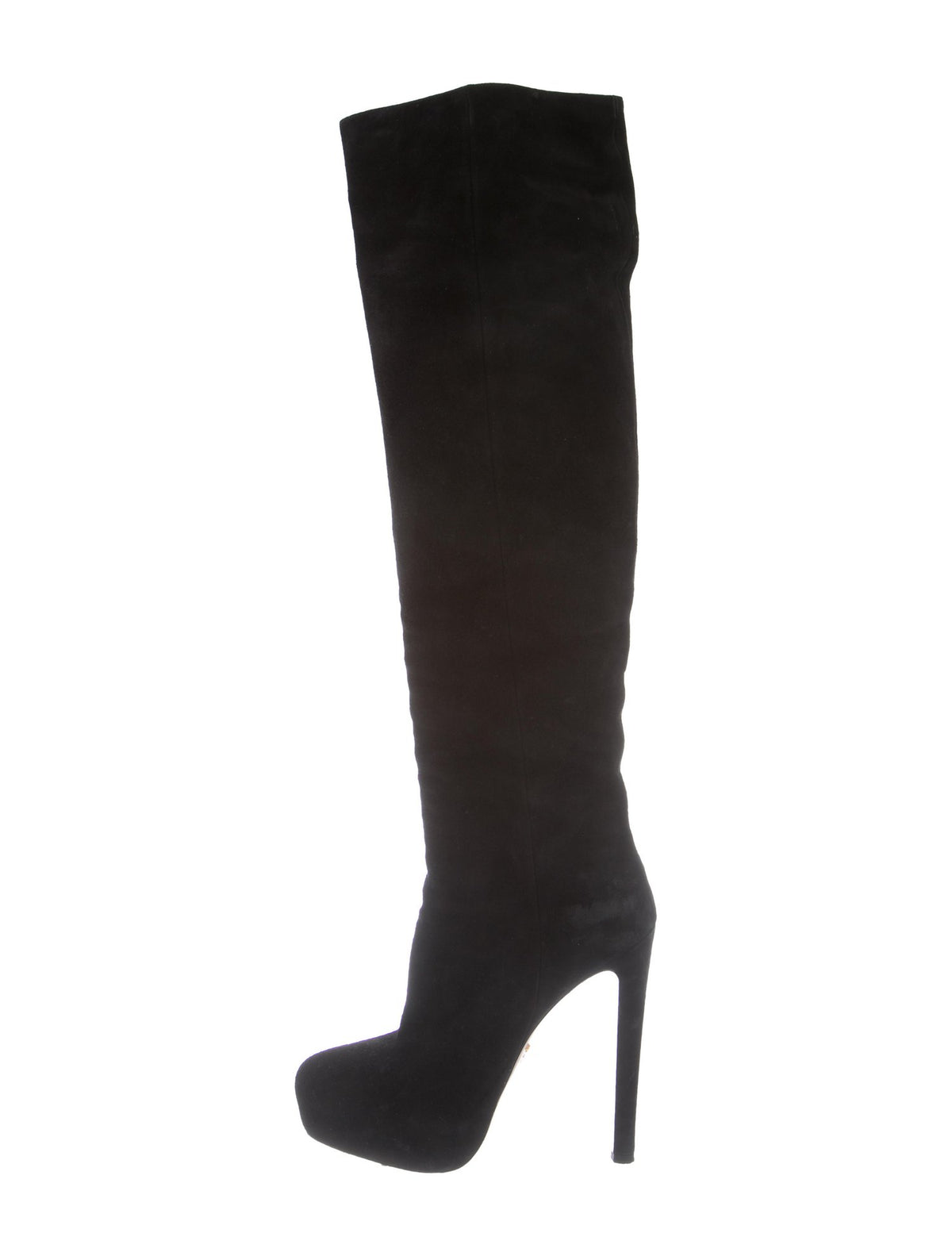 PRADA Suede Leather Black Knee High Boots  LADIES