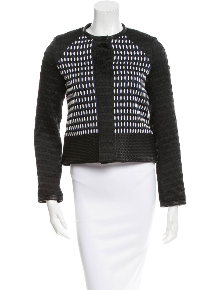 PROENZA SCHOULER SILK LEATHER-TRIMMED JACKET COAT US 6 S SMALL NEW WITH TAGS LADIES