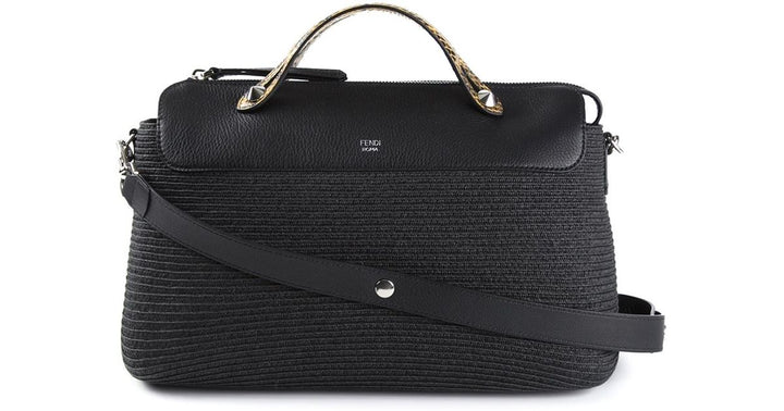 FENDI 8BL125 BY THE WAY GRANDE Raffia and Calf-Leather Water Snake Shoulder Bag Handbag Ladies