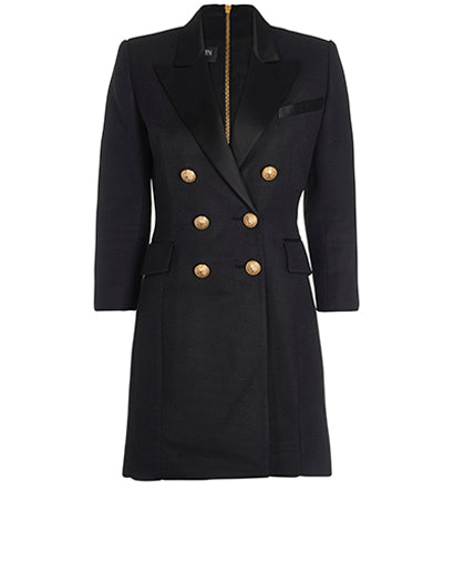 £3,940 SOLD OUT Balmain BLACK DOUBLE BREASTED TUXEDO BLAZER DRESS F 40 UK 12 US 8 ladies