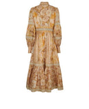 ZIMMERMANN Metallic Tempo Embellished Floral-print Linen And Silk-blend Gown 3 l large ladies