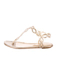 SERGIO ROSSI Gold Leather Crystals Embellished Thong Sandals SIZE 36 UK 3 US 6 ladies