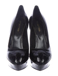 SERGIO ROSSI PATENT LEATHER PLATFORM BLACK PUMPS SHOES  Ladies