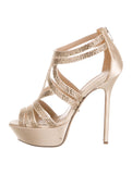 SERGIO ROSSI SWAROVSKI CRYSTAL EMBELLISHED SATIN SANDALS  Ladies