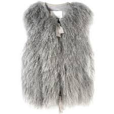 3.1 PHILLIP LIM Curly Fur Vest with Grosgrain Trim Ladies
