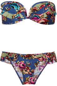 Zimmermann Women's Ribbons ruffled floral-print bikini Size 2 UK 12 US 8 Bra 3 LADIES