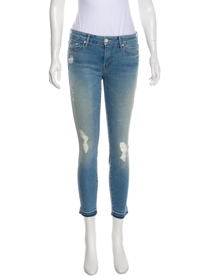 MOTHER Undone Hem Looker Crop Skinny Jeans Blue Size 26 LADIES