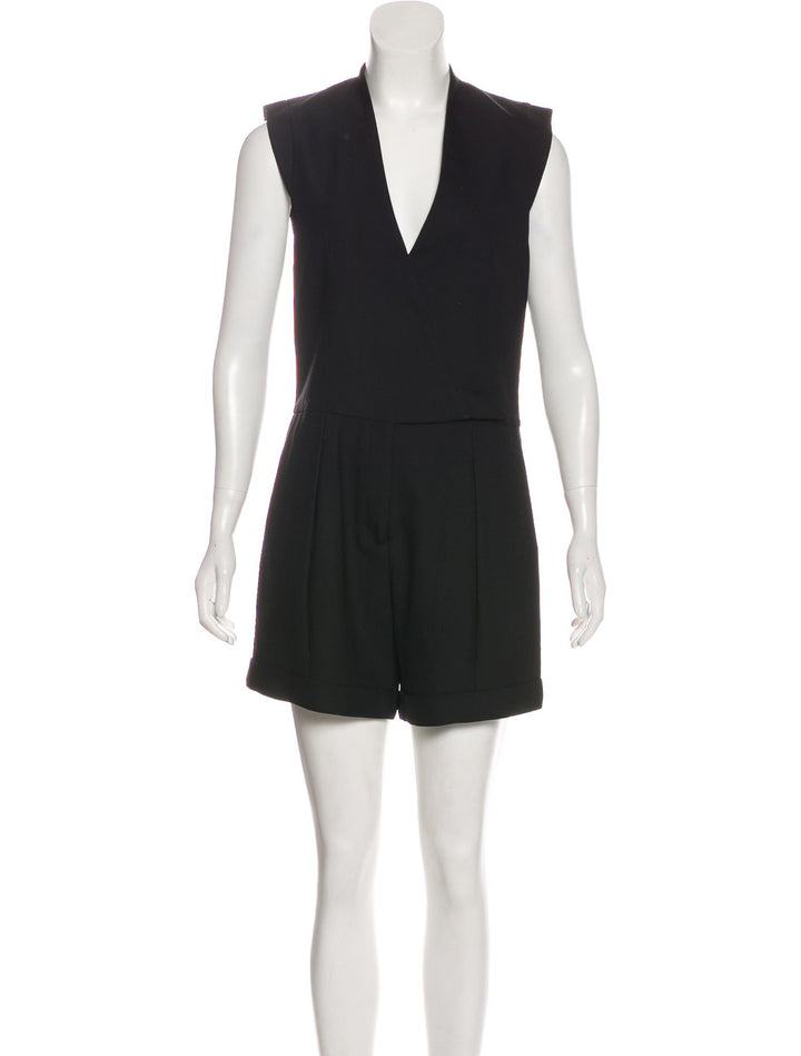 Helmut Lang black wool one-piece tuxedo shorts jumpsuit  LADIES