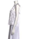 Zimmermann Meridian Broderie-Anglaise Cotton Ruffle-Detailed Top Size O XS ladies