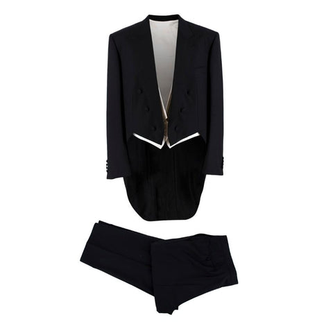 Brioni Black & White Wool Blend Tailored 3 Piece Morning Suit men