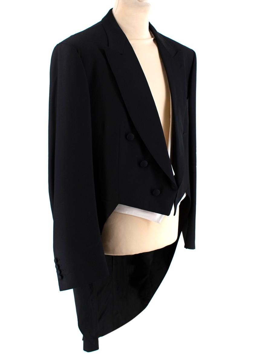 Brioni Black & White Wool Blend Tailored 3 Piece Morning Suit men