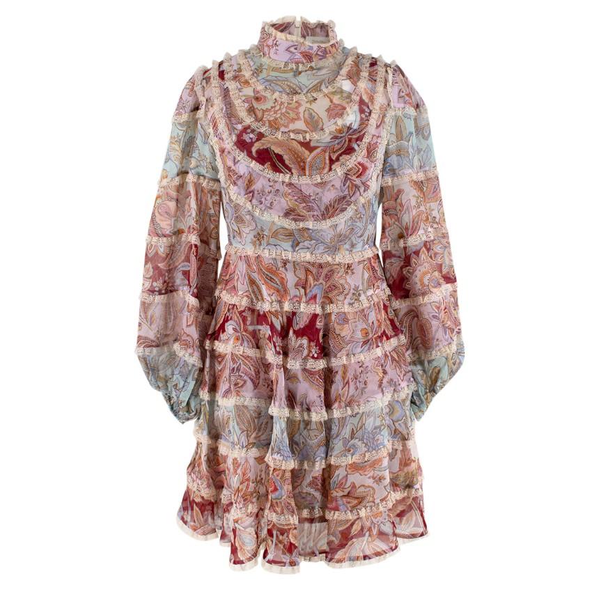 Zimmermann Floral Ladybeetle Spliced Mini Dress ladies