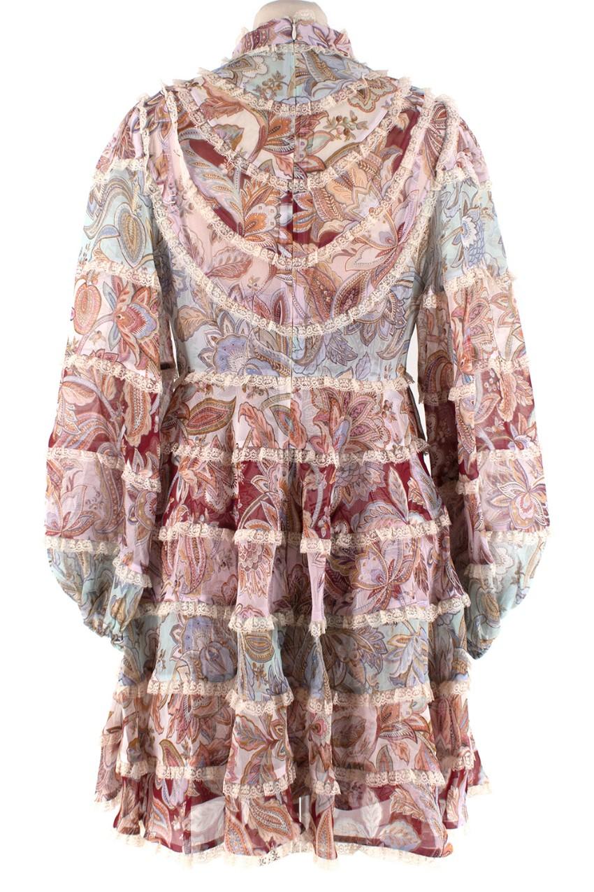 Zimmermann Floral Ladybeetle Spliced Mini Dress ladies