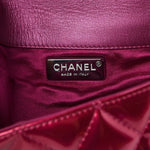 CHANEL Metallic Patent Calfskin Quilted Metal Handle Hot Pink Clutch Bag LIMITED ladies
