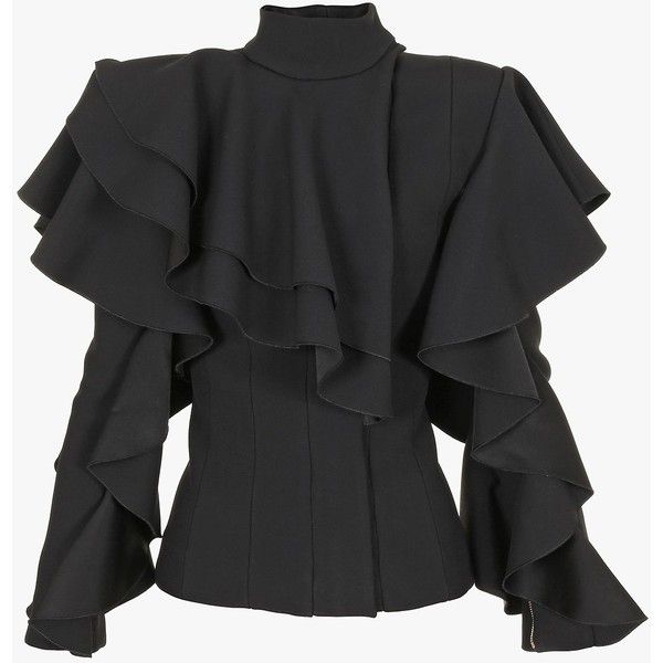 SOLD OUT Balmain Ruffled crepe fitted jacket Size F 36 UK 8 US 4 ladies
