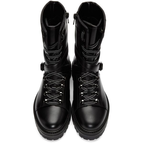 Valentino Garavani Rockstud Black Leather Combat Lace Up Boot Size 39 1/2 UK 6.5 ladies