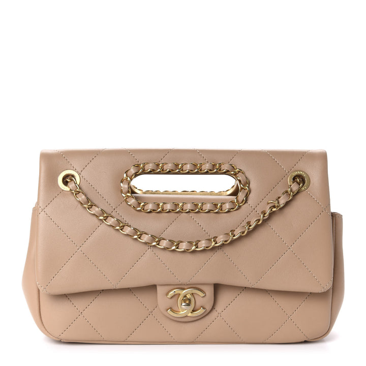 CHANEL Limited Lambskin A Real Catch Handle Flap Bag Classic Bag Handbag ladies