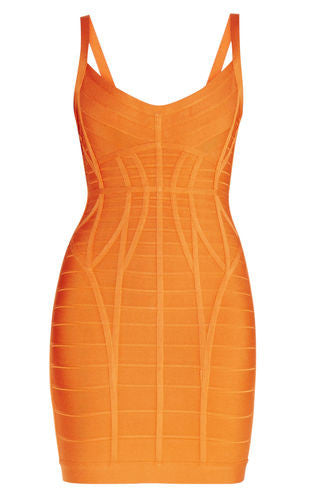 HERVE LEGER KOLLETE NOVELTY ESSENTIALS DRESS IN ORANGE SIZE L LARGE LADIES