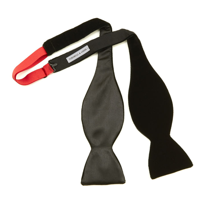 TURNBULL AND ASSER Men's SOLID BLACK VELVET BOW TIE CASUAL DRESS ADJUSTABLE BOWTIE